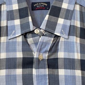 Paul & Shark Blue Plaid Button-Up Shirt made in Italy L